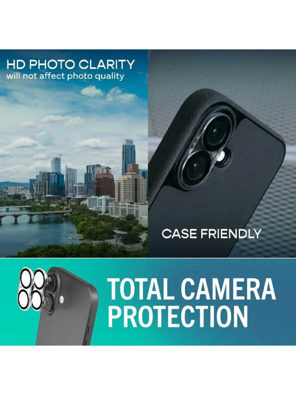 2-Pack Tempered Glass Screen Protectors & Camera Lens Covers for iPhone 17